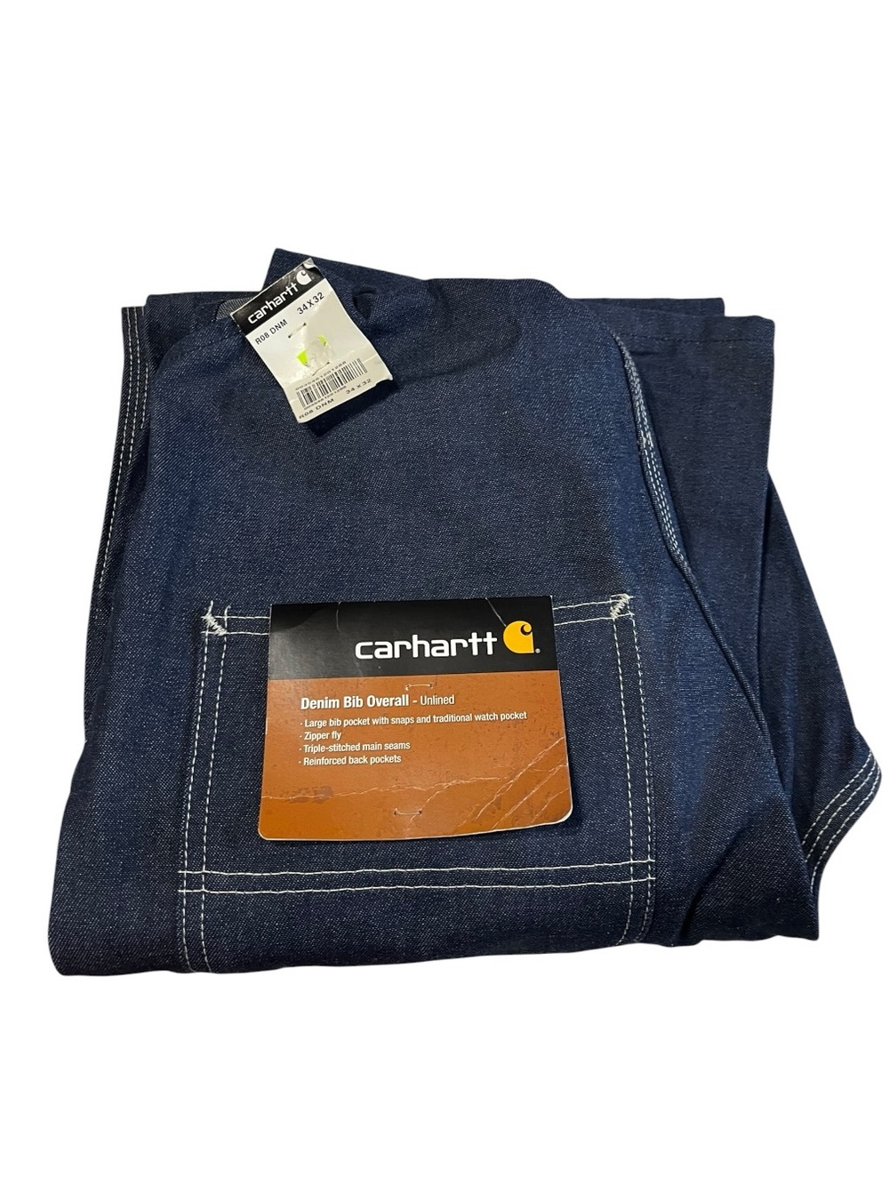 NWT NOS Carhartt Men's Denim Bib Overalls - Dark Blue